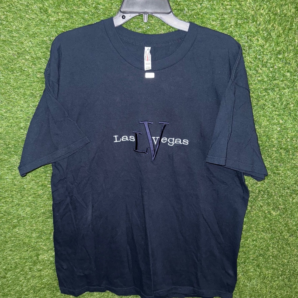 Las Vegas T-Shirt Mens XL Alstyle Heavyweight‎ Embroidered Black Tee